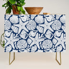 Ocean Floor Nautical Shells Navy Blue Credenza Gallery Image 1