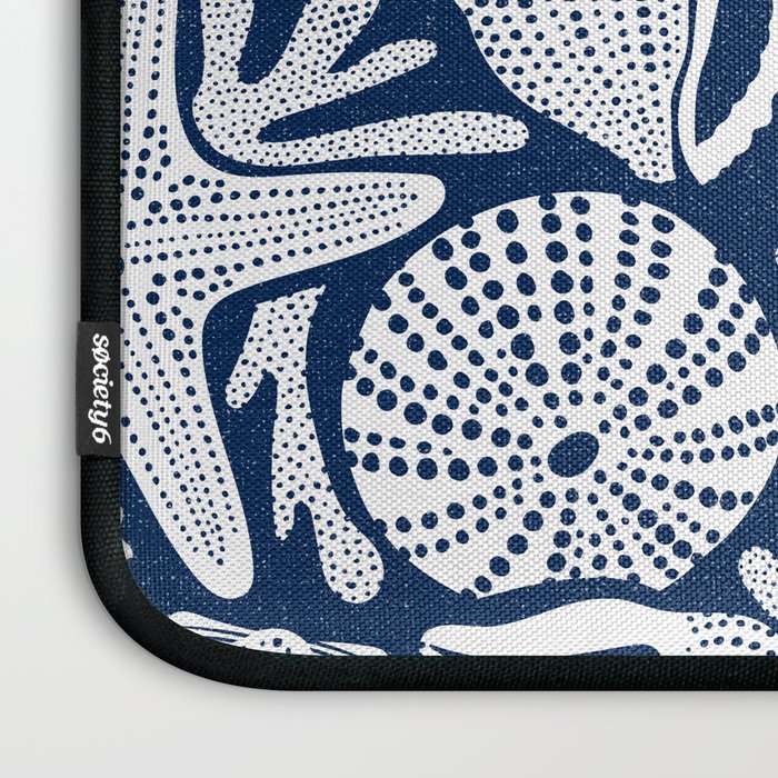 Ocean Floor Nautical Shells Navy Blue Laptop Sleeve Gallery Image 3