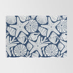 Ocean Floor Nautical Shells Navy Blue Rug Gallery Image 2