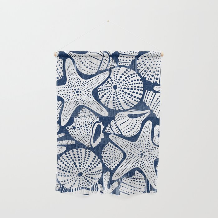 Ocean Floor Nautical Shells Navy Blue Wall Hanging Gallery Image 1