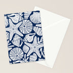Ocean Floor Nautical Shells Navy Blue Stationery Card Gallery Image 2