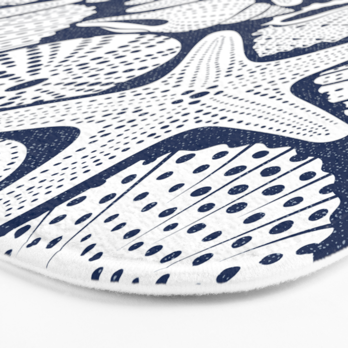 Ocean Floor Nautical Shells Navy Blue Bath Mat Gallery Image 3