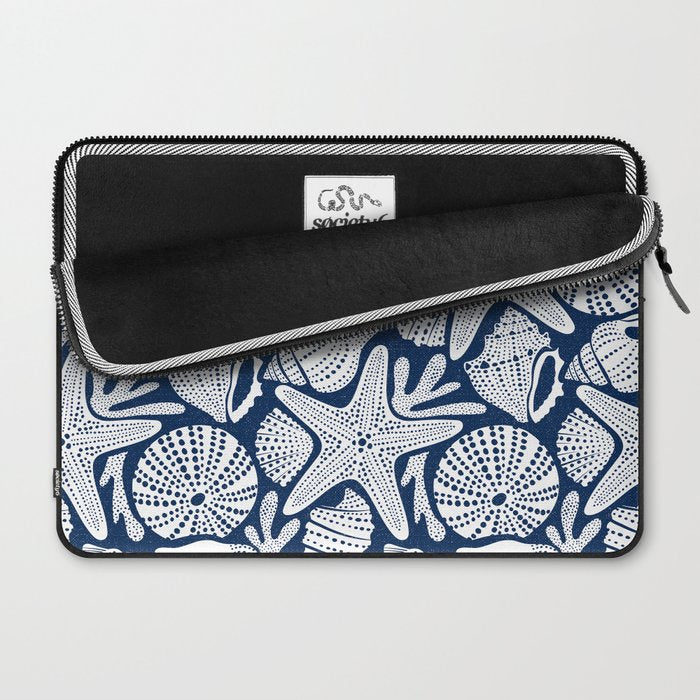 Ocean Floor Nautical Shells Navy Blue Laptop Sleeve Gallery Image 2