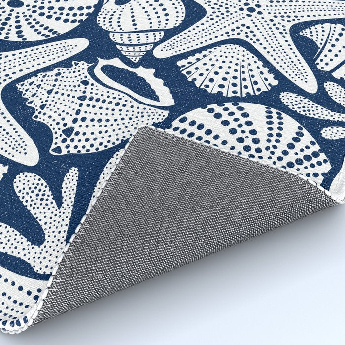 Ocean Floor Nautical Shells Navy Blue Rug Gallery Image 4