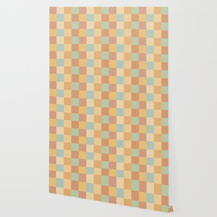Checkered Multicolor Pattern II Warm Pastel Rainbow Wallpaper Gallery Image 2