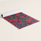 Ravens and red roses with blue leaves Yoga Mat Gallery Image 2