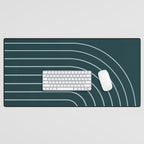 Minimal Arch XXXVIII Dark Teal Green Modern Geometric Lines Desk Mat Gallery Image 1
