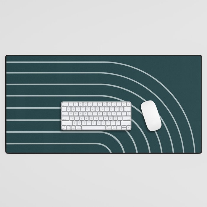 Minimal Arch XXXVIII Dark Teal Green Modern Geometric Lines Desk Mat Gallery Image 1