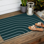Minimal Arch XXXVIII Dark Teal Green Modern Geometric Lines Outdoor Rug Gallery Image 2