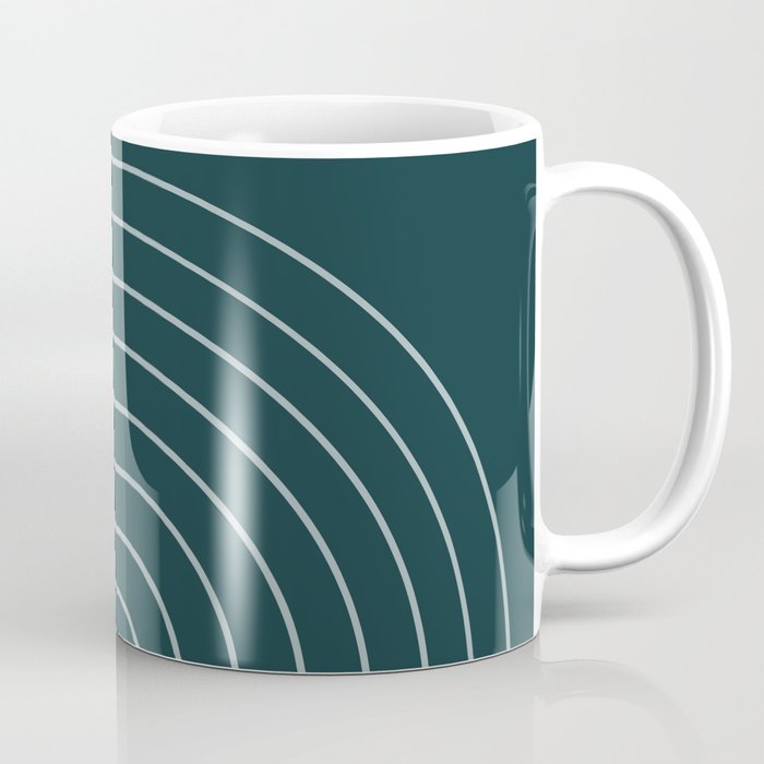 Minimal Arch XXXVIII Dark Teal Green Modern Geometric Lines Coffee Mug Gallery Image 1