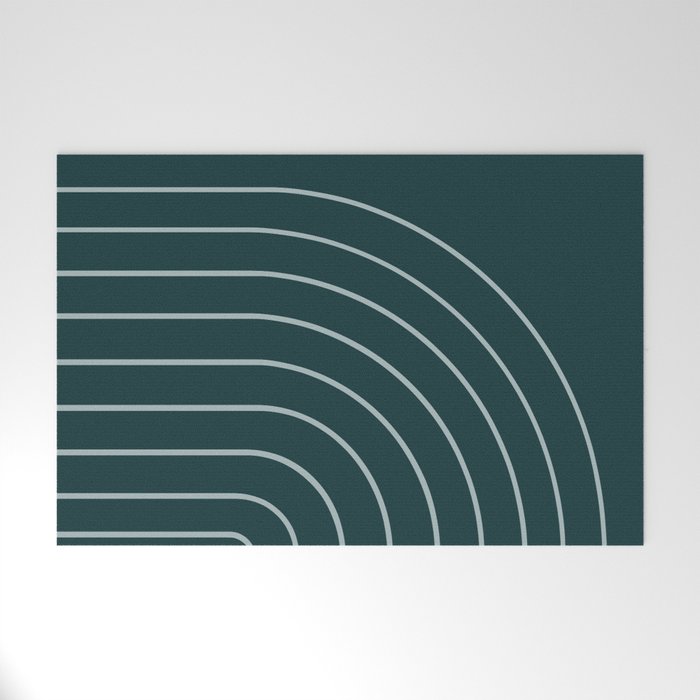 Minimal Arch XXXVIII Dark Teal Green Modern Geometric Lines Welcome Mat Gallery Image 1