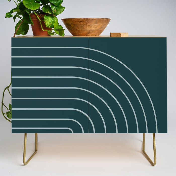 Minimal Arch XXXVIII Dark Teal Green Modern Geometric Lines Credenza Gallery Image 1