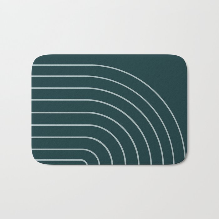 Minimal Arch XXXVIII Dark Teal Green Modern Geometric Lines Bath Mat Gallery Image 1