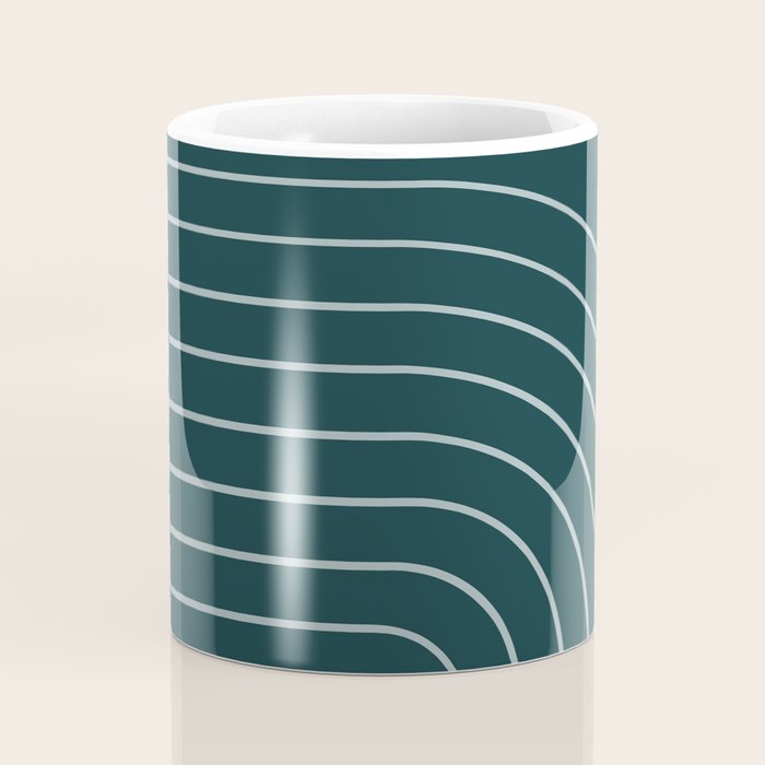 Minimal Arch XXXVIII Dark Teal Green Modern Geometric Lines Coffee Mug Gallery Image 4