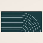 Minimal Arch XXXVIII Dark Teal Green Modern Geometric Lines Desk Mat Gallery Image 3