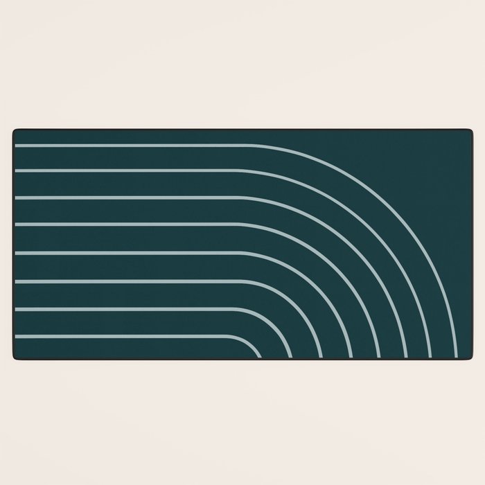 Minimal Arch XXXVIII Dark Teal Green Modern Geometric Lines Desk Mat Gallery Image 3