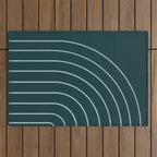 Minimal Arch XXXVIII Dark Teal Green Modern Geometric Lines Outdoor Rug Gallery Image 1