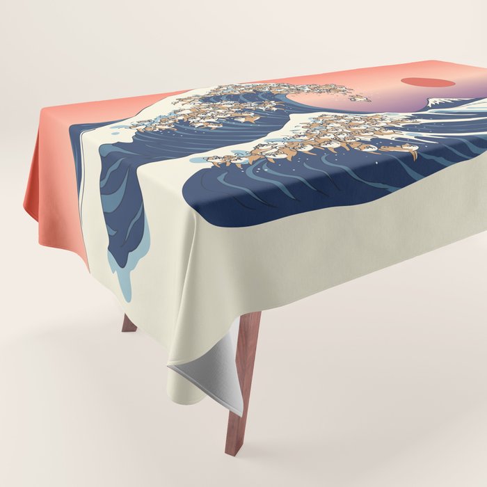 The Great Wave of Shiba Inu Tablecloth Gallery Image 1