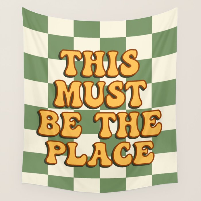 This Must Be The Place (Green Checkerboard) Wall Tapestry Gallery Image 4