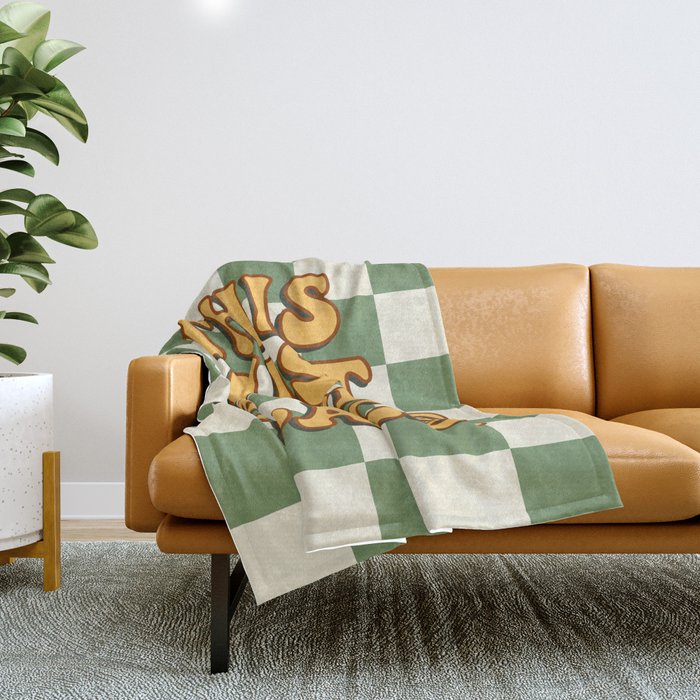 This Must Be The Place (Green Checkerboard) Throw Blanket Gallery Image 1