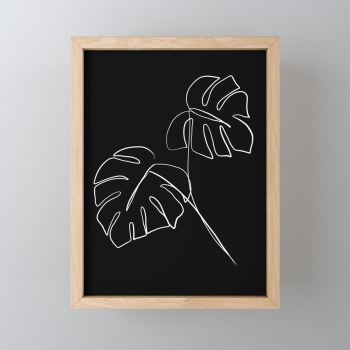 Monstera minimal - black Mini Art Print Gallery Image 1