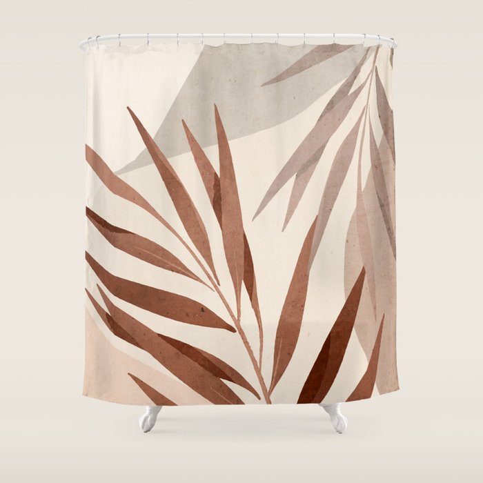 Minimal Abstract Art Tropical Leaf Shower Curtain Gallery Image 1