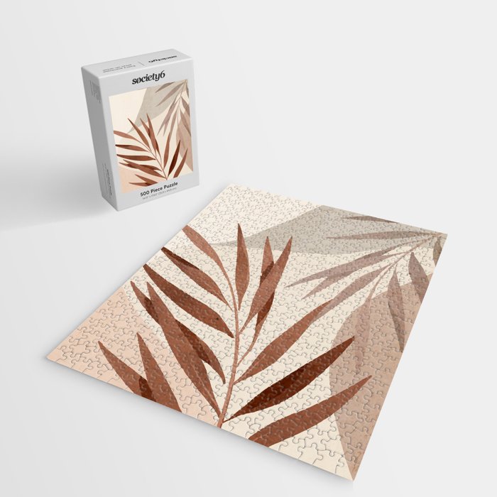 Minimal Abstract Art Tropical Leaf Jigsaw Puzzle Gallery Image 2