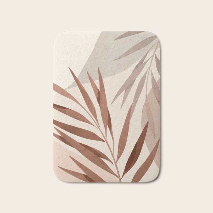 Minimal Abstract Art Tropical Leaf Bath Mat Gallery Image 1