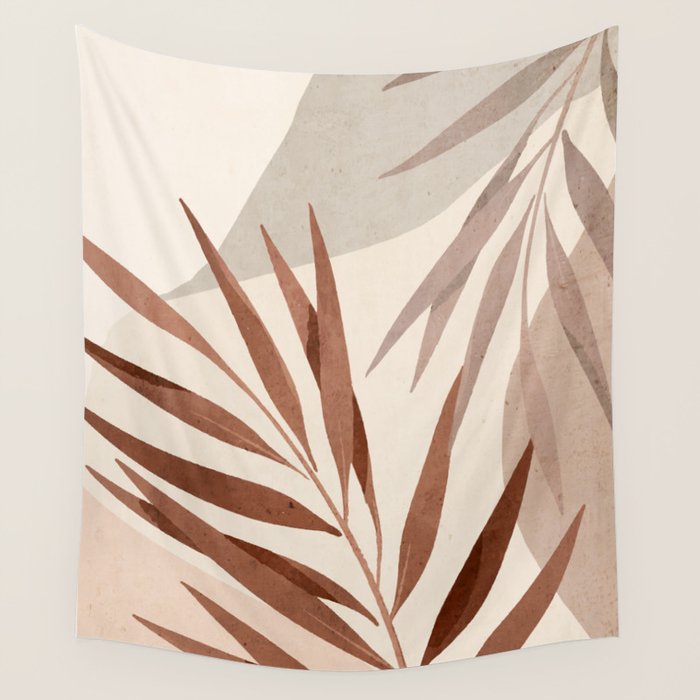 Minimal Abstract Art Tropical Leaf Wall Tapestry Gallery Image 4