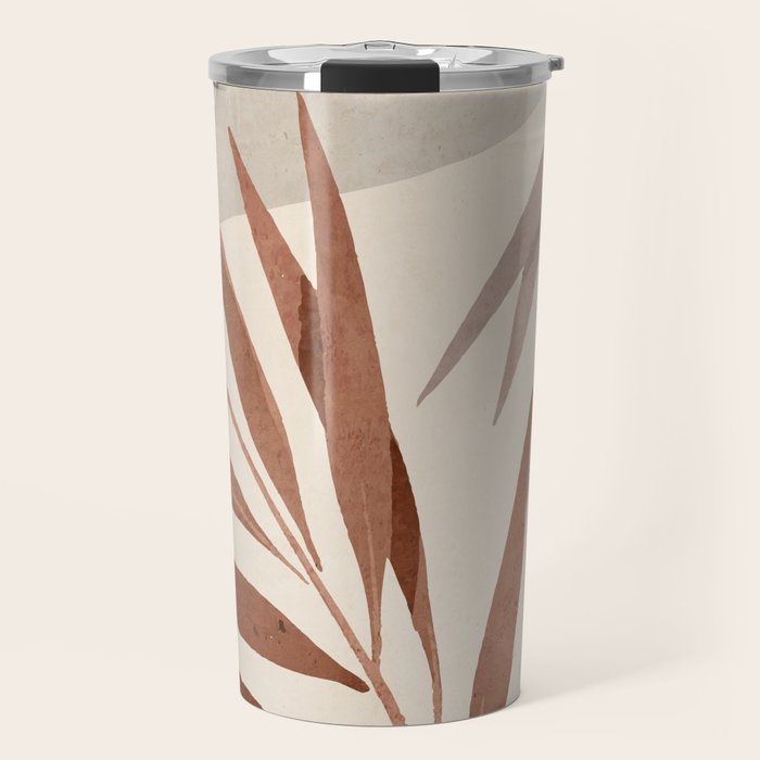 Minimal Abstract Art Tropical Leaf Travel Mug Gallery Image 1