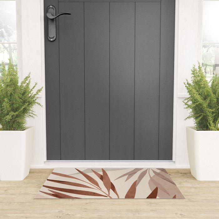 Minimal Abstract Art Tropical Leaf Welcome Mat Gallery Image 3