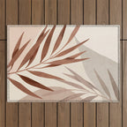 Minimal Abstract Art Tropical Leaf Outdoor Rug Gallery Image 1