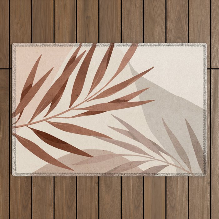 Minimal Abstract Art Tropical Leaf Outdoor Rug Gallery Image 1