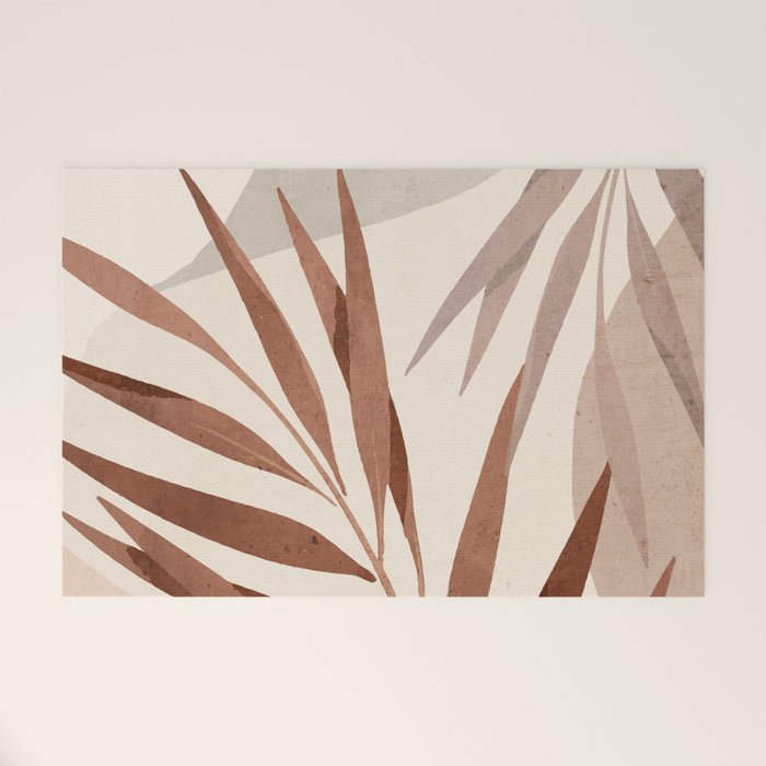 Minimal Abstract Art Tropical Leaf Welcome Mat Gallery Image 1
