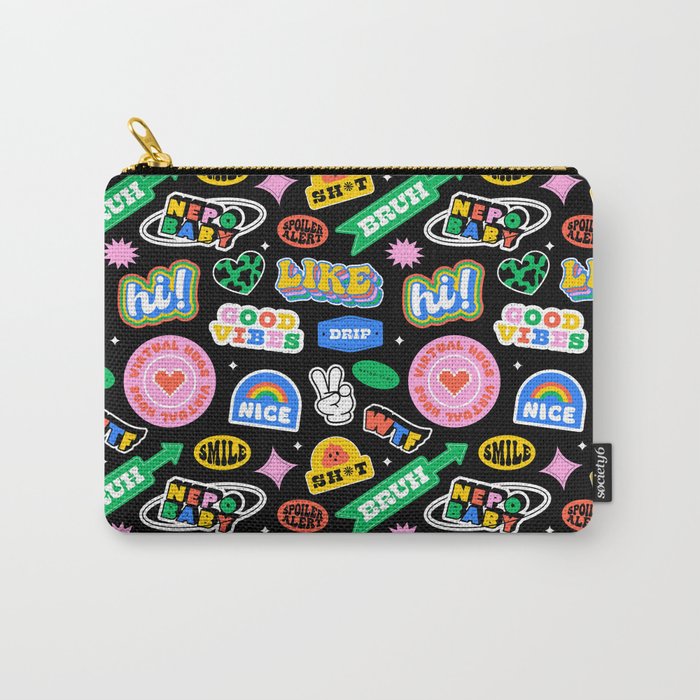 Retro cartoon sticker label pattern Carry All Pouch Gallery Image 1