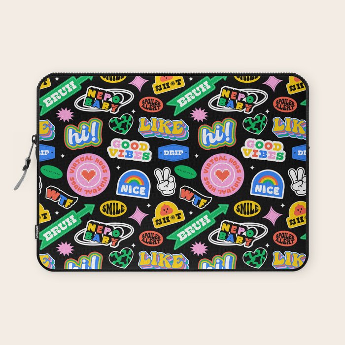 Retro cartoon sticker label pattern Laptop Sleeve Gallery Image 1