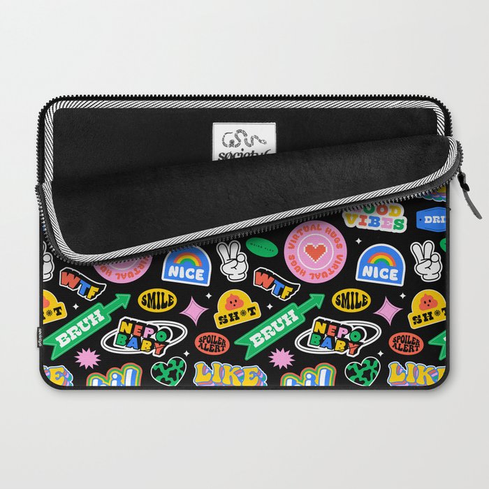Retro cartoon sticker label pattern Laptop Sleeve Gallery Image 2