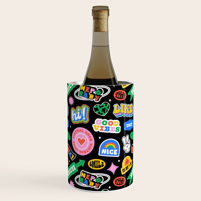 Retro cartoon sticker label pattern Wine Chiller Gallery Image 3