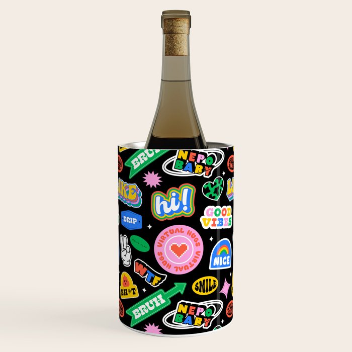 Retro cartoon sticker label pattern Wine Chiller Gallery Image 2