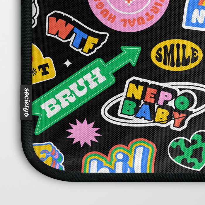 Retro cartoon sticker label pattern Laptop Sleeve Gallery Image 3