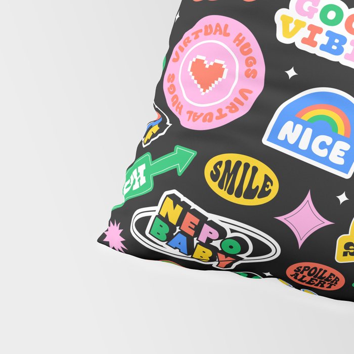 Retro cartoon sticker label pattern Pillow Sham Gallery Image 4