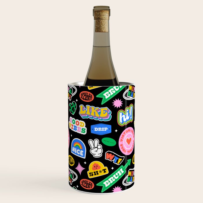 Retro cartoon sticker label pattern Wine Chiller Gallery Image 1