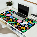 Retro cartoon sticker label pattern Desk Mat Gallery Image 2