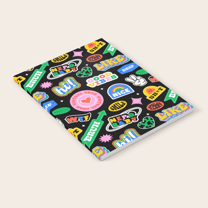 Retro cartoon sticker label pattern Notebook Gallery Image 2