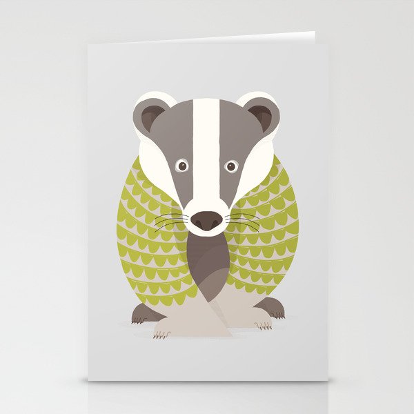 Whimsical Badger Stationery Card Gallery Image 1
