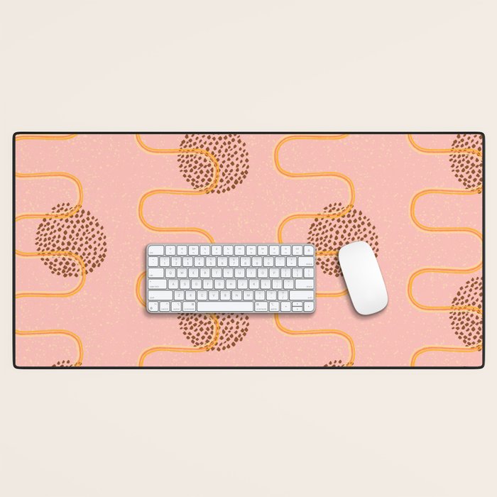 Abstract Fields in Peach Pink & Brown Desk Mat Gallery Image 1