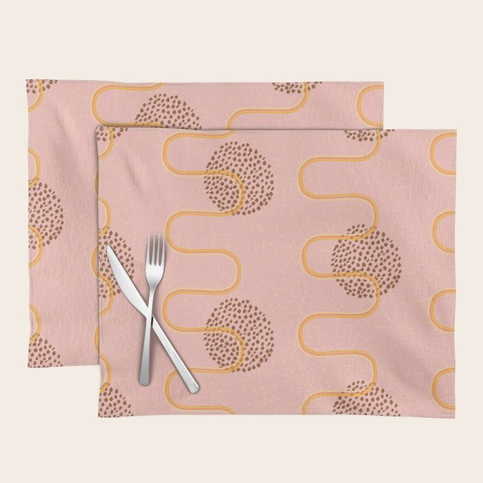 Abstract Fields in Peach Pink & Brown Placemat Gallery Image 1