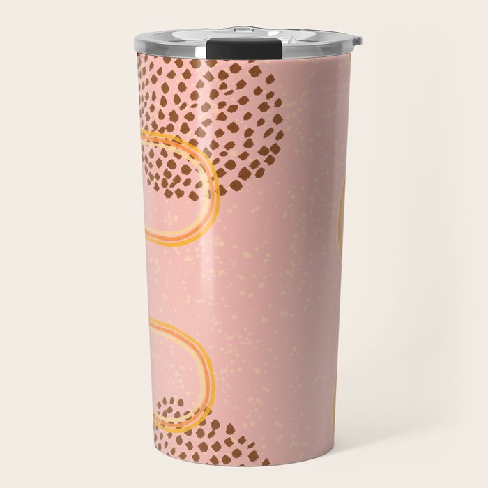 Abstract Fields in Peach Pink & Brown Travel Mug Gallery Image 1