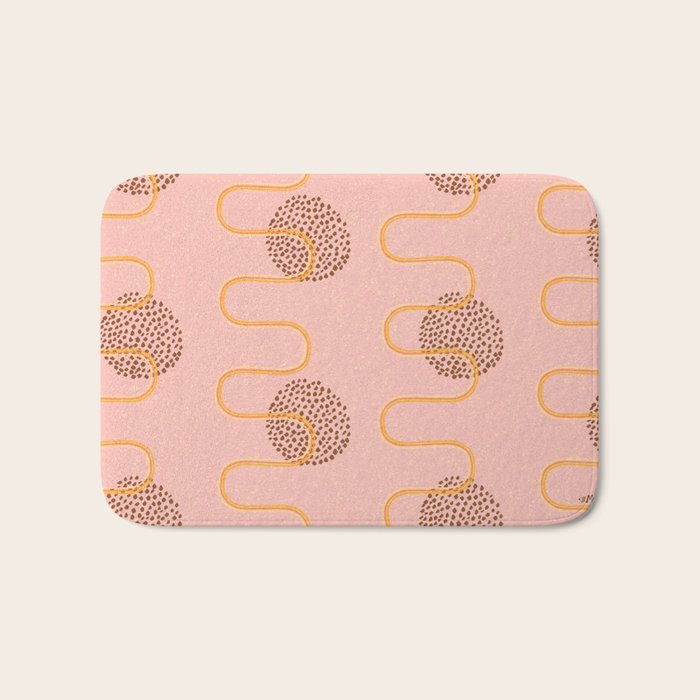 Abstract Fields in Peach Pink & Brown Bath Mat Gallery Image 1