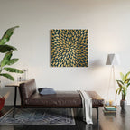 Gold and Navy Floral Bloom Wood Wall Art Gallery Image 2